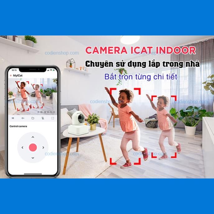 Camera Wifi Thông Minh Hunonic ICat Indoor Trong Nhà, Xoay 355 Độ, Màu trắng