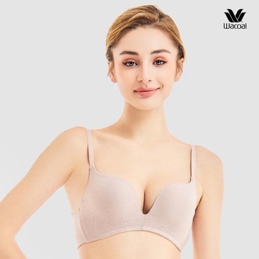 Áo lót Wacoal không gọng, nâng nhẹ ngực, cup 3/4, trơn, dây liền IIB5464