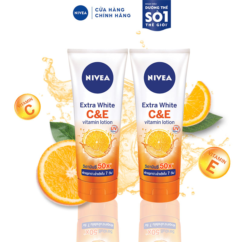 [KÈM QUÀ TẶNG] Sữa Dưỡng Thể Dưỡng Trắng Nivea EXTRA WHITE C&amp;E / C&amp;A VITAMIN - 180ML - Sữa dưỡng thể dưỡng trắng Nivea NIVEA EXTRA WHITE C &amp; E VITAMIN - 180ML + Tặng NTT Hoa Hồng Hokkaido 70ml 94050