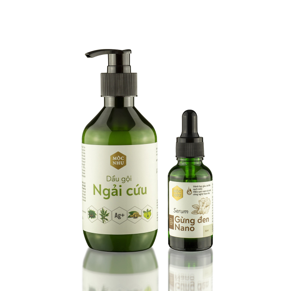 Bộ Đôi Dầu Gội Ngải Cứu và Serum Gừng Đen Nano Mộc Nhu