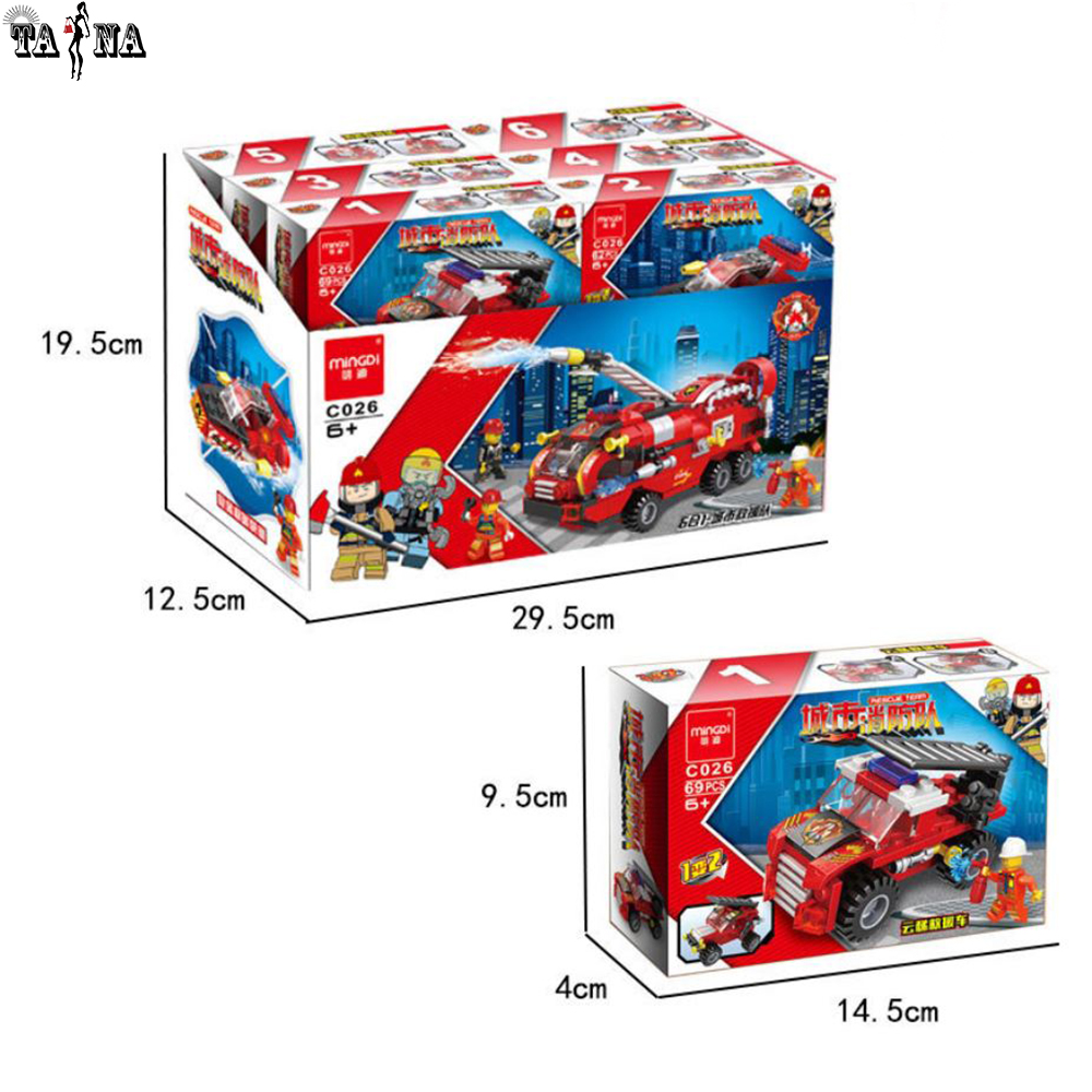 Đồ chơi lắp ráp mô hình xe cứu hỏa vòi phun nước 6in1