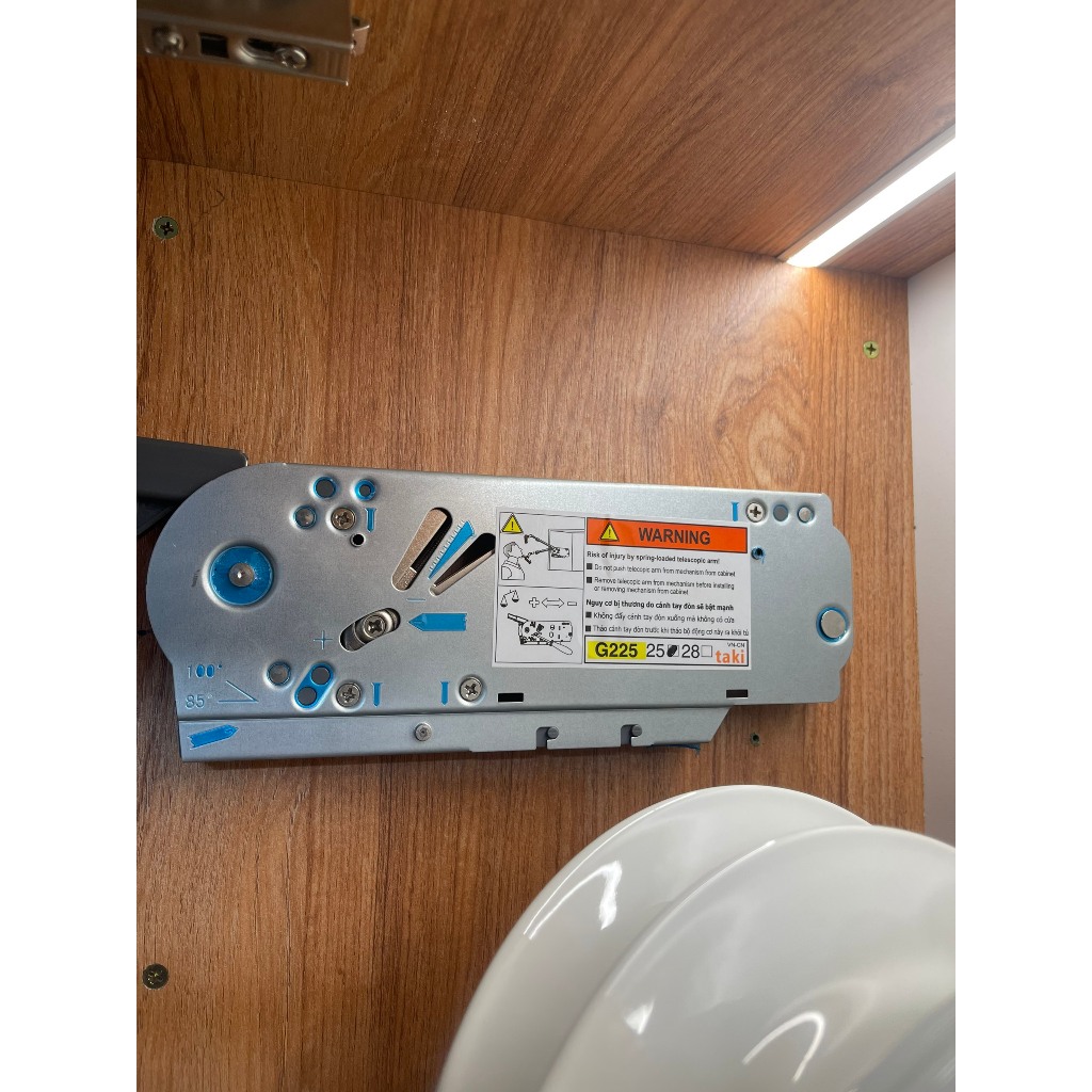 Tay Nâng Cánh Tủ TAKI Bản Nâng Cấp G225, Bản Nâng Cấp 2025 - Có Điều Chỉnh Lực - Bảo Hành 10 Năm