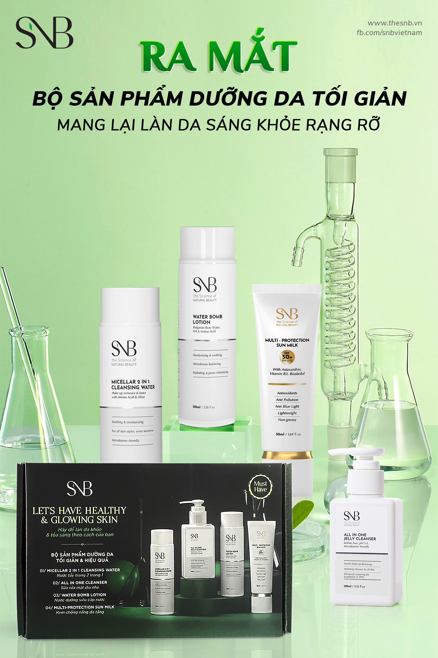 Bộ Sản Phẩm Dưỡng Da Tối Giản &amp; Hiệu Quả Dành Cho Mọi Loại Da Must Have SNB