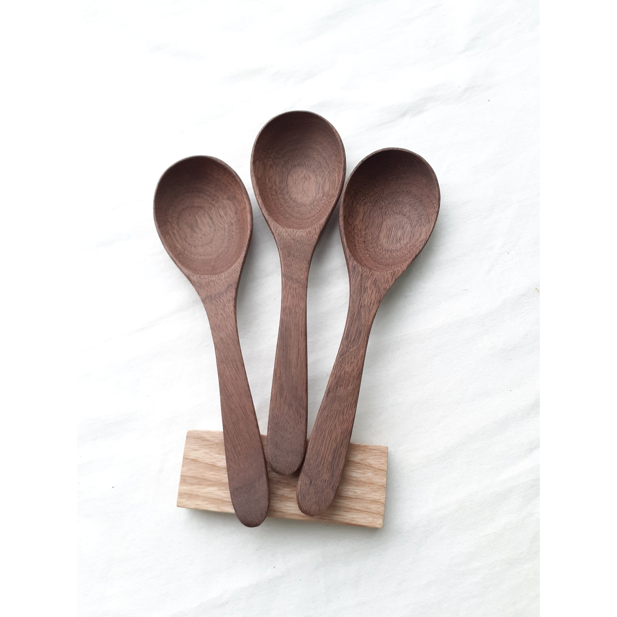 Bộ 6 thìa, muỗng ăn cơm gỗ ÓC CHÓ 15.5 cm x 4 cm