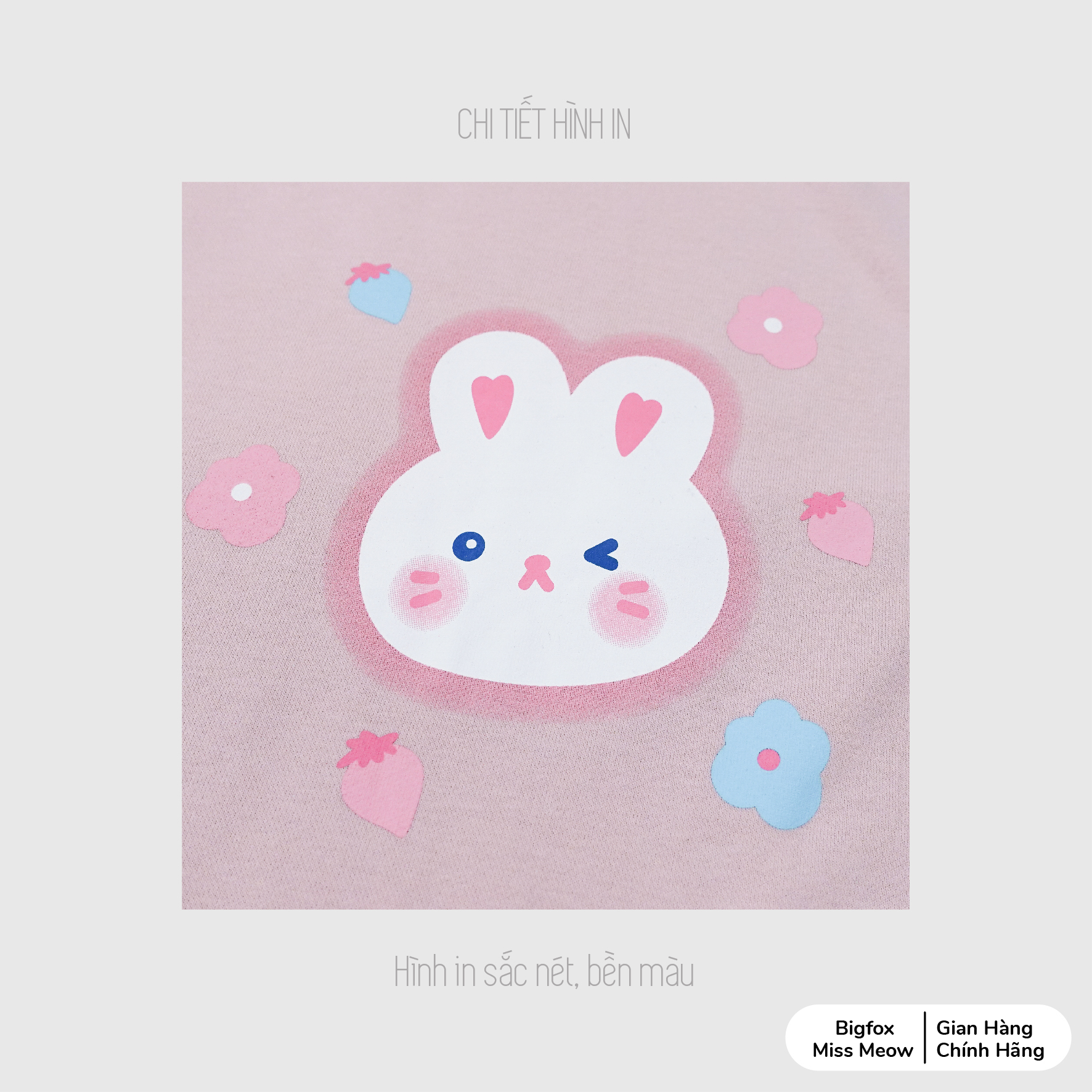 Bộ nỉ cho bé gái mùa thu thu đông size đại BIGFOX MISS MEOW quần áo trẻ em in thỏ phom Hàn cỡ 3,7,9,11 tuổi 40kg 2002