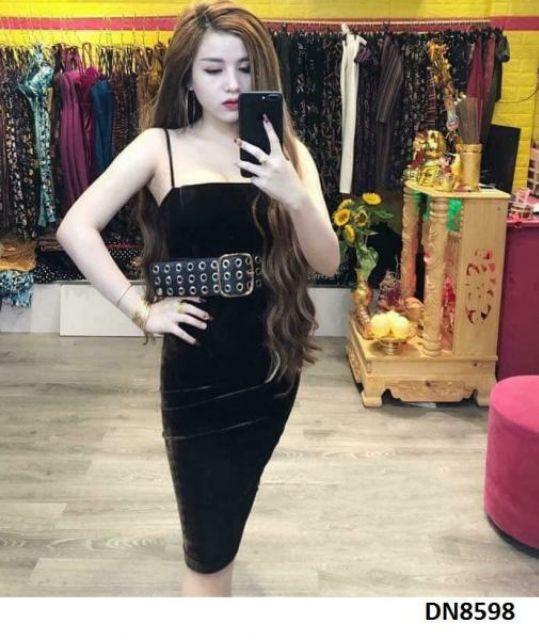 Đầm body nhung cúp ngực sexy