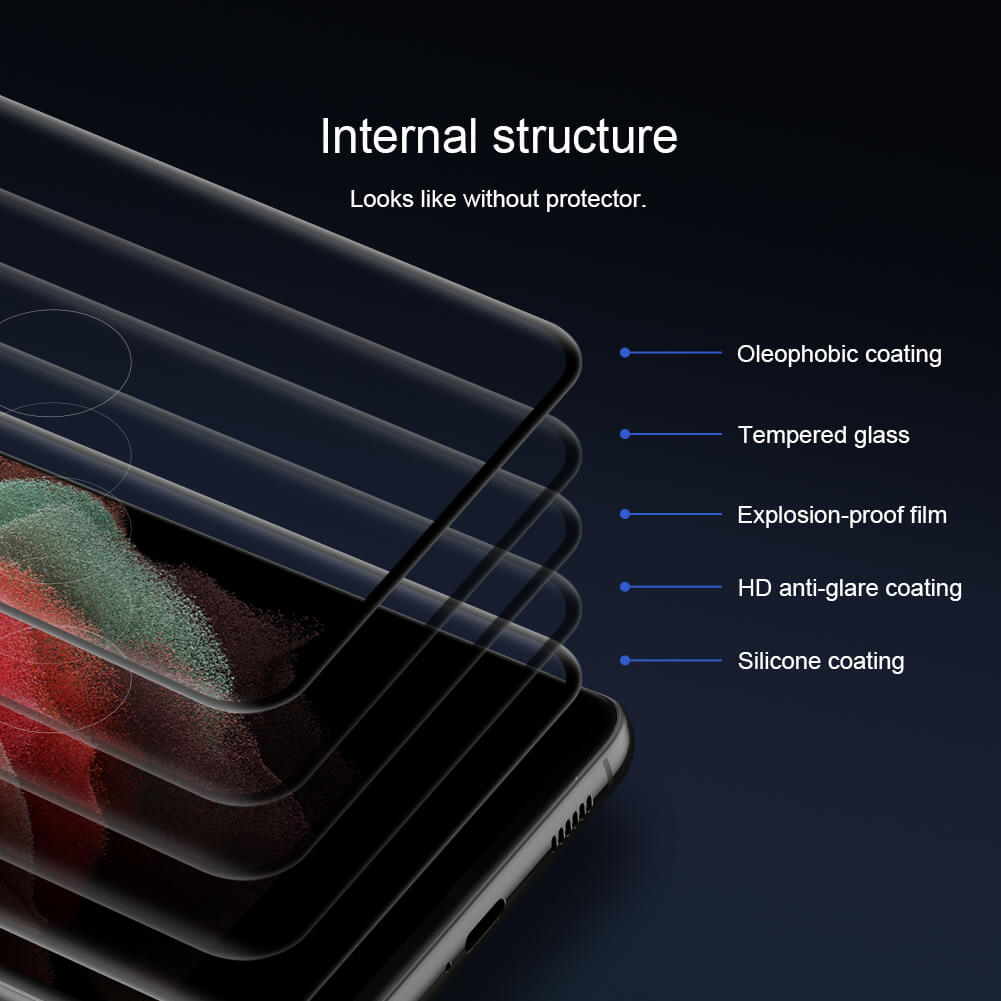 Miếng dán kính cường lực full 3D cho Samsung Galaxy S21 Ultra hiệu Nillkin CP+ Max (Mỏng 0.3mm, Kính ACC Japan, Chống Lóa, Hạn Chế Vân Tay) - Hàng nhập khẩu
