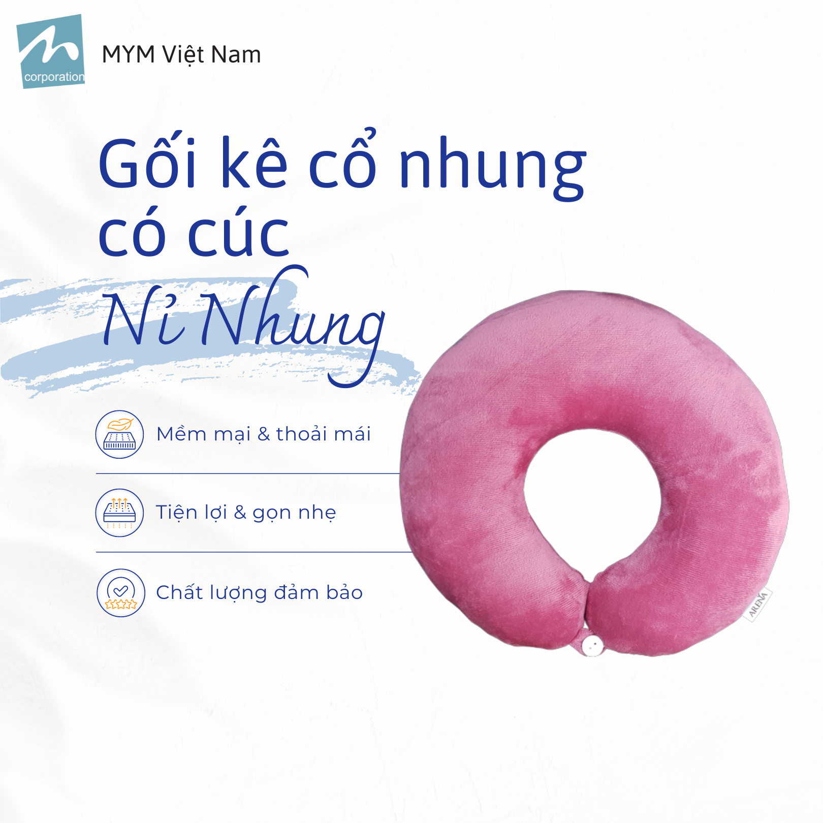 Gối Chữ U Kê Cổ Vải Nhung Mềm Mại Chống Đau Mỏi Vai Gáy Cho Dân Văn Phòng, Lái Xe, Du Lịch
