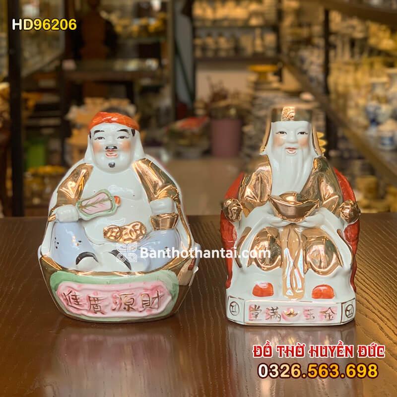 Tượng Thần Tài Thổ Địa bằng Sứ dát kim HD666027