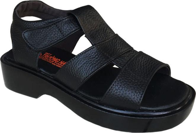 Giày sandal nam Trường Hải da bò thật mềm mại cao 5cm màu đen đế PU siêu nhẹ không trơn trượt chắc chắn HÌNH ẢNH THẬT SD791