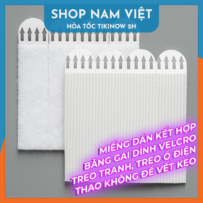 4 Set Miếng Dán Treo Tranh Kết Hợp Băng Gai Dính Velcro Siêu Dính, Tháo Gỡ Không Để Vết Keo