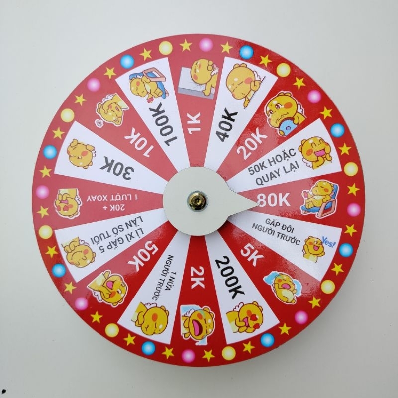 Vòng quay Lucky ( Lì Xì - 16 ô - viền đỏ - Đường kính 25cm x cao 6cm)