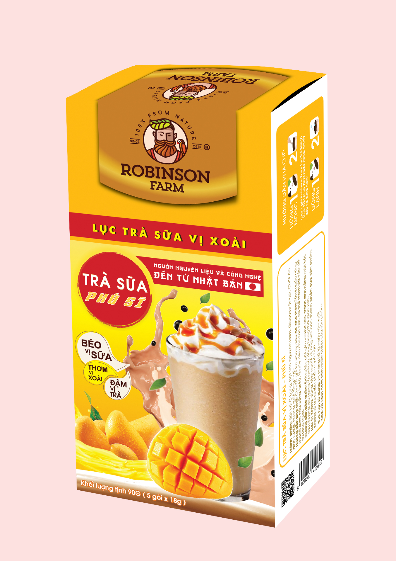 ROBINSON FARM - Trà Sữa Phú Sĩ - Vị Xoài  - Hộp 180g (10 gói x 18g)