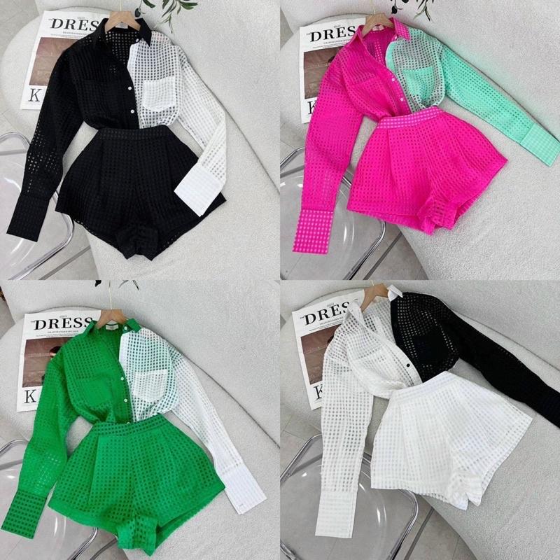 Bigsize set sơ mi quần ngắn caro 2 món 50-90kg