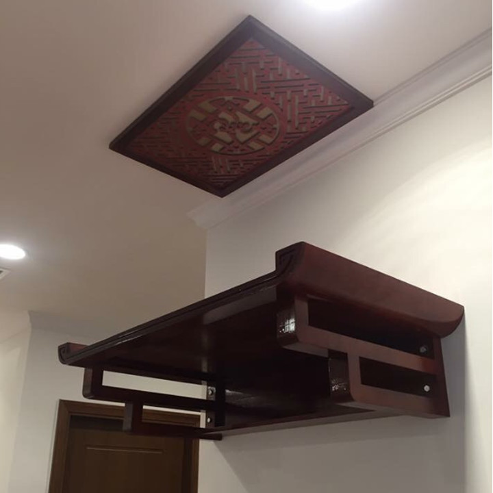 BÀN THỜ GỖ TREO TƯỜNG - Giao hàng màu ngẫu nhiênVàngNâu - 48x81cm