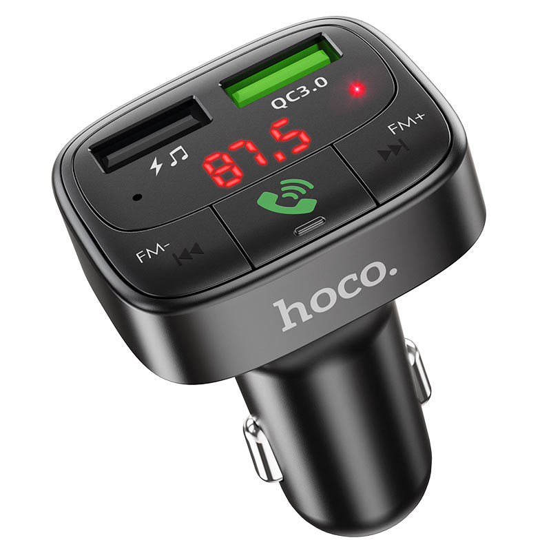 Tẩu sạc ô tô qc3.0 Hoco DF59 2 cổng sạc usb- cốc sạc oto kết nối bluetooth nghe nhạc FM hỗ trợ thẻ nhớ cho xe hơi - hàng chính hãng