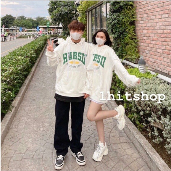 Áo Hoodie HARSH Ulzzang Unisex nam nữ Chất Nỉ Bông Form Basic Style Ulzzang, Áo hoodie HARSII màu trắng ảnh thật unisex ( nam nữ mặc đều được), Áo hoodie nỉ bông HARSH unisex nam nữ