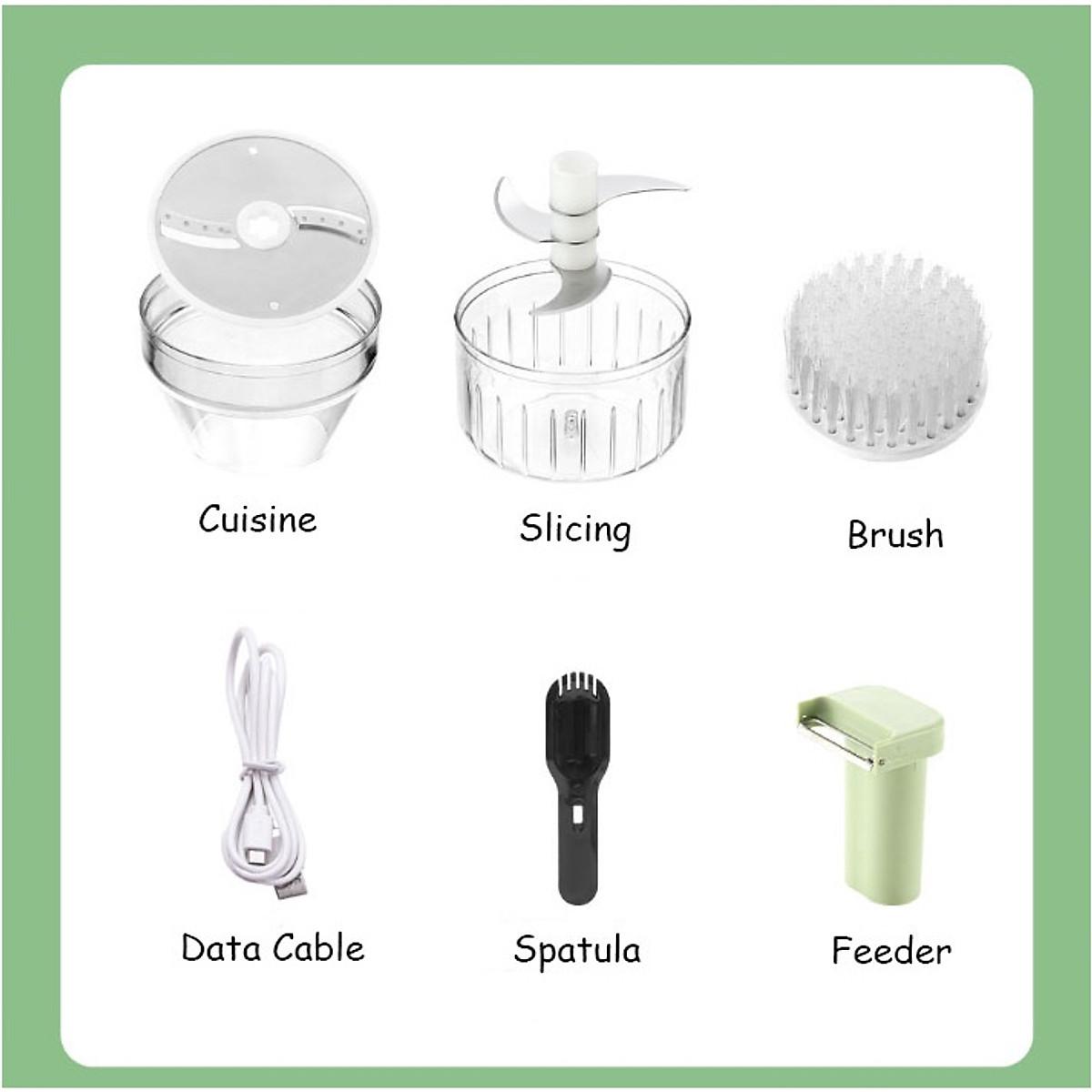 Máy xay mini cầm tay 3 trong 1 (máy xay nghiền tỏi ớt, rau củ, máy cắt sợi, Hàng Chính hãng