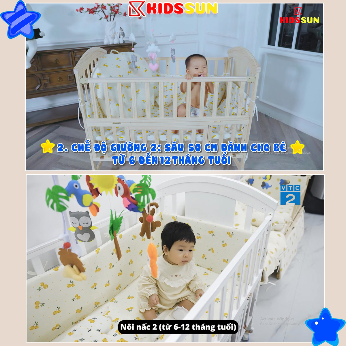 Giường Cũi/ Nôi Cũi Đa Năng Cho Bé 6 Chế Độ Cỡ Lỡn RxDxC Lọt Lòng 62x114