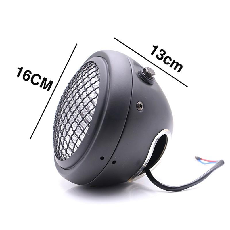 Đèn pha xe máy 12V 5.75 " Metal Grid retro cho Harley Cafe Racer