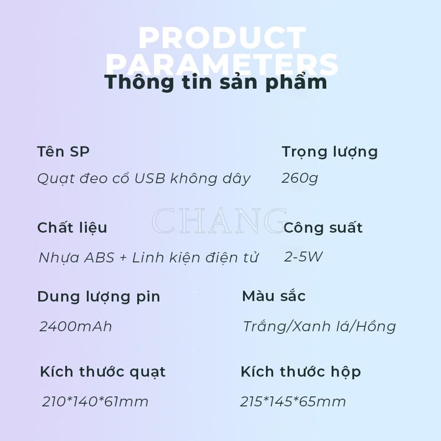 Quạt Đeo Cổ Parrot USB Mini Không Cánh Tiện Lợi, Thời Trang, Kiểu Dáng Thể Thao, Sử Dụng Trong 10H