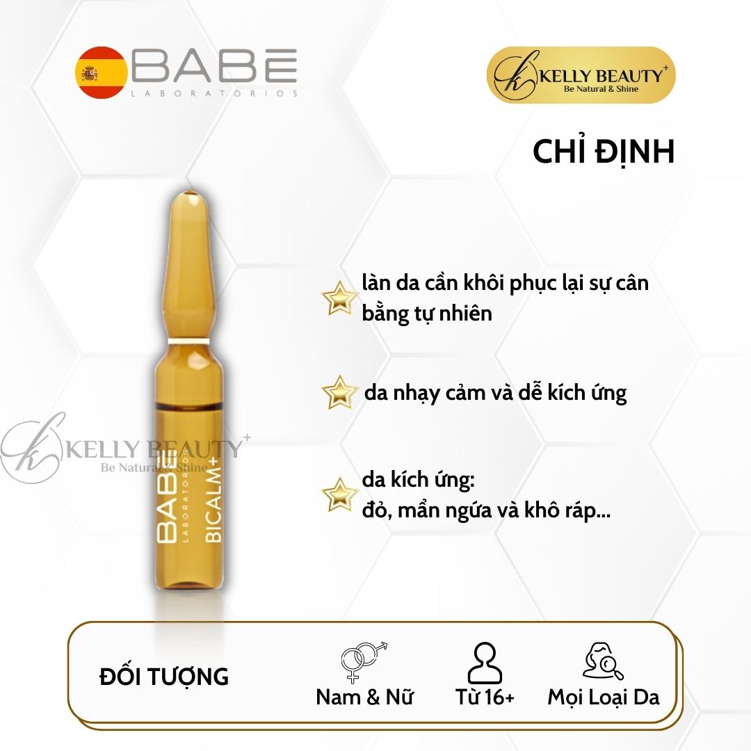 Huyết Thanh Phục Hồi Da BABE BiCalm+ Ampoules - Chống Kích Ứng, Làm Dịu Da, Dưỡng Ẩm, Lành Tổn Thương | Kelly Beauty