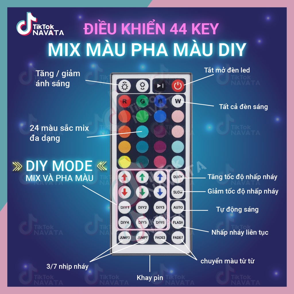 Đèn led tiktok 5M mix đổi màu RGB Quay video cuốn hút Triệu view Đèn trang trí phòng ngủ bàn làm việc