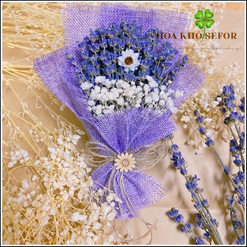 Combo quà tặng bó hoa Lavender, thiệp hoa và hộp quà