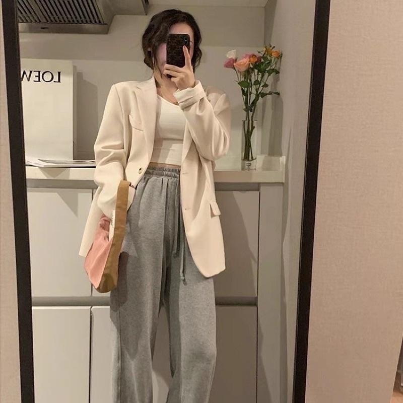 Áo blazer nữ nâu tây /be sữa quảng châu 2 lớp có đệm vai mẫu mới