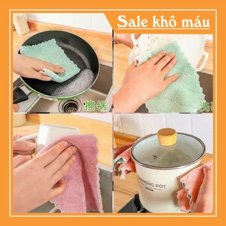 Khăn lau đa năng bếp, bát đĩa, cốc chén thấm nước hai mặt loại to 15x26cm 