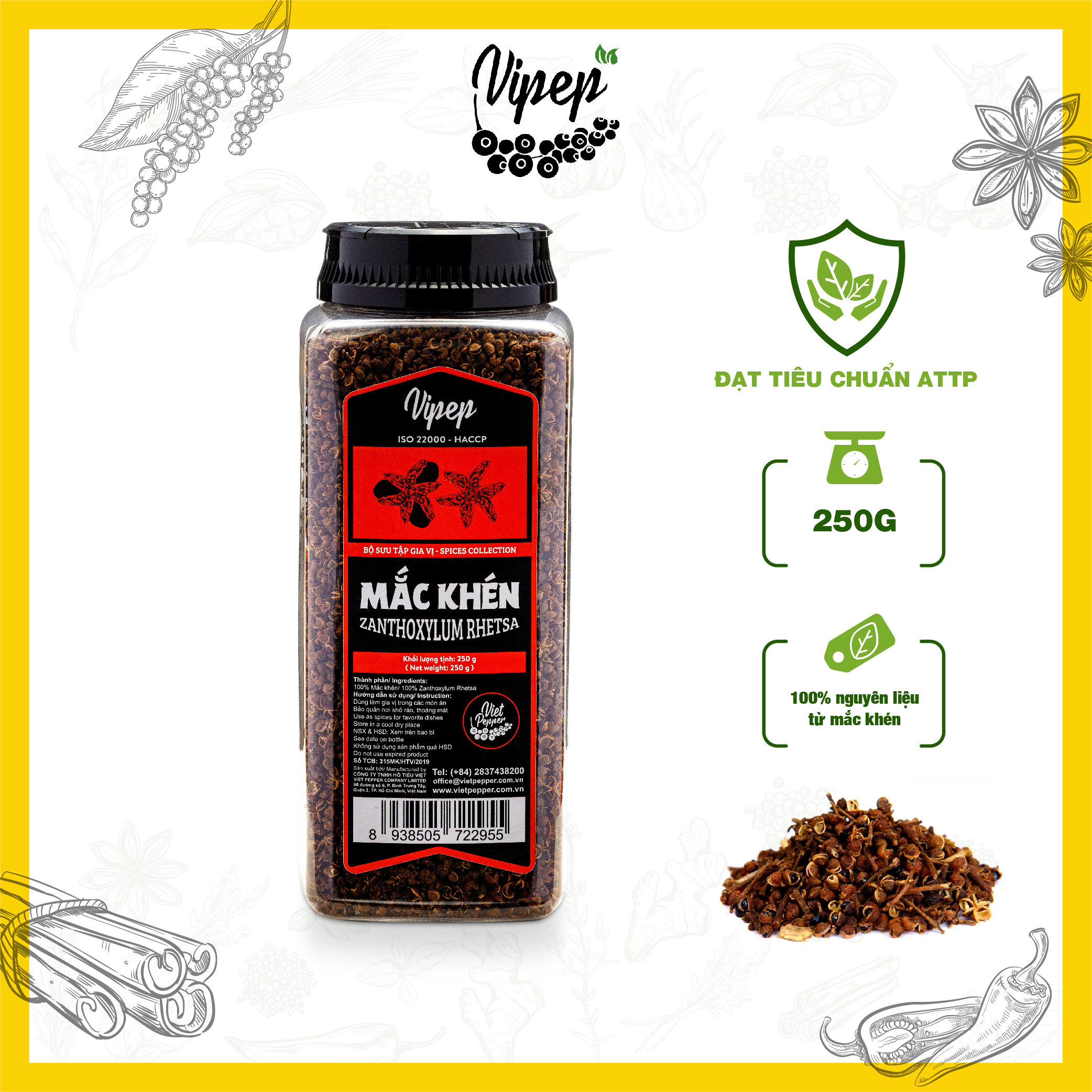 Mắc Khén Tự Nhiên Vipep Hũ Nhựa 250g