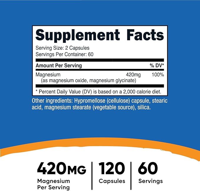 Viên Uống Nutricost Magnesium Extra Strength (420mg), Hỗ Trợ Xương, Giảm Stress và Cơ Bắp