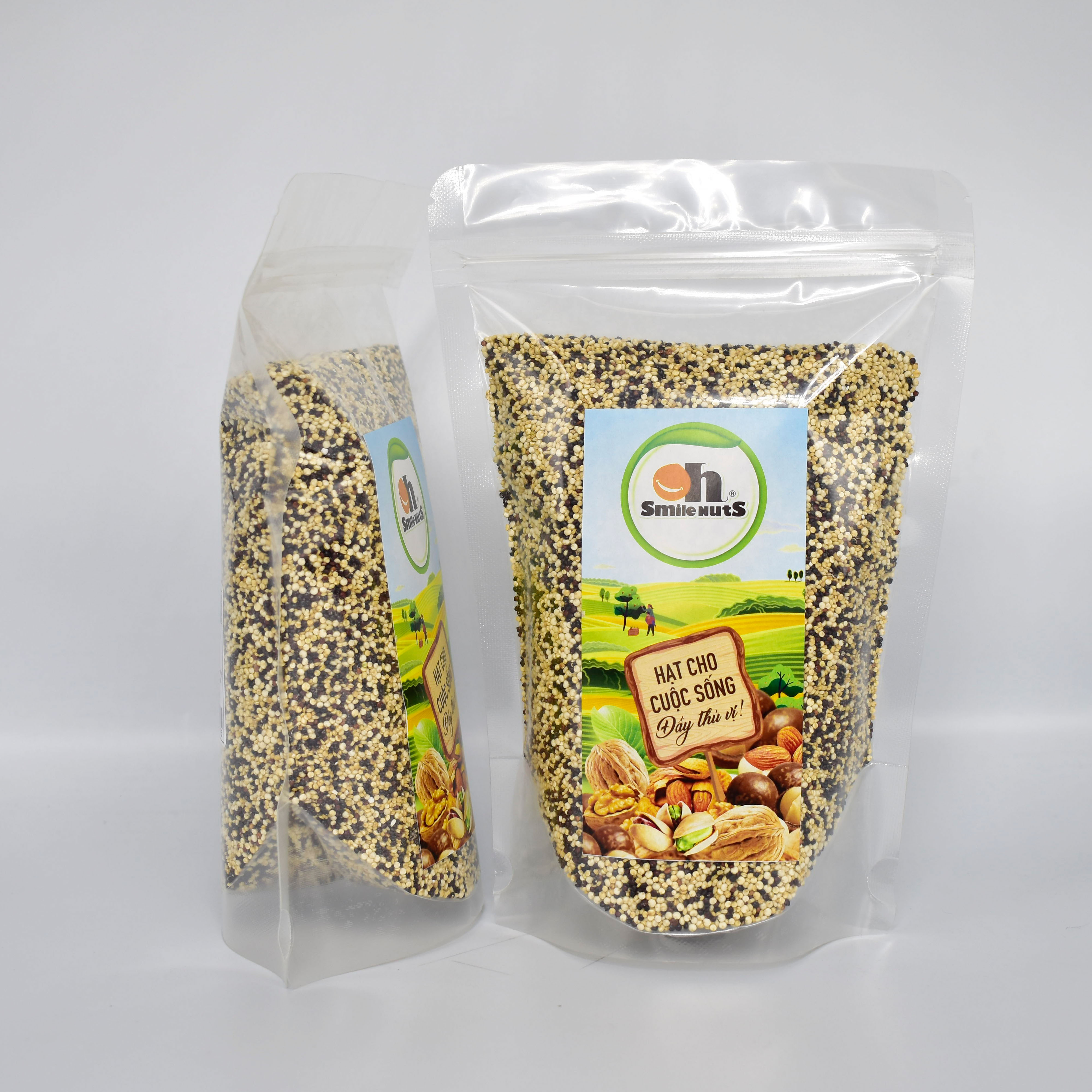 Hạt Quinoa (Diêm mạch) mix 3 màu SMILENUTS túi 500g - Nhập khẩu từ Peru gồm quinoa trắng, quinoa đỏ, quinoa đen