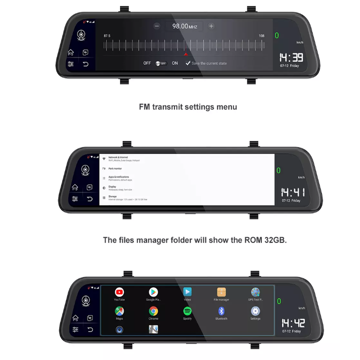 Camera hành trình gương ô tô nhãn hiệu Whexune D50 tích hợp 4G, Wifi màn hình cảm ứng 12 inch - Hàng Nhập Khẩu