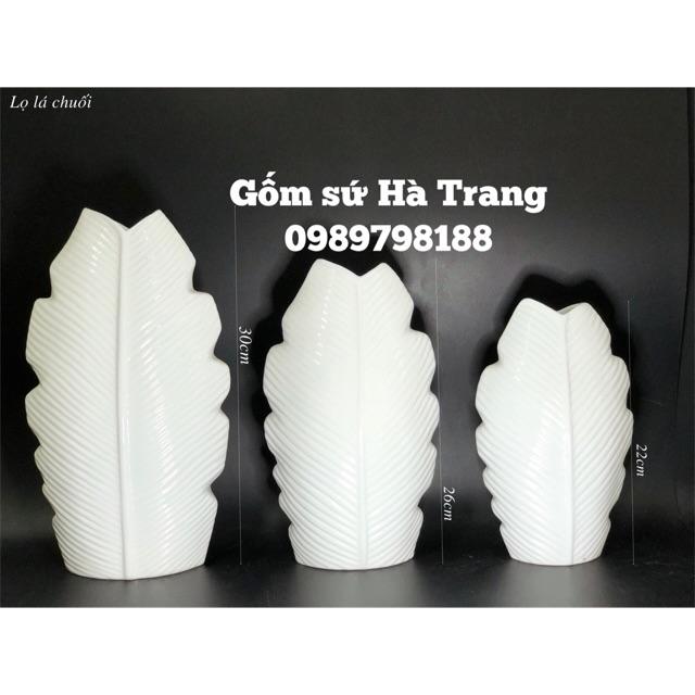 Lọ hoa 3 D gốm sứ Bát Tràng cao cấp dáng lá chuối