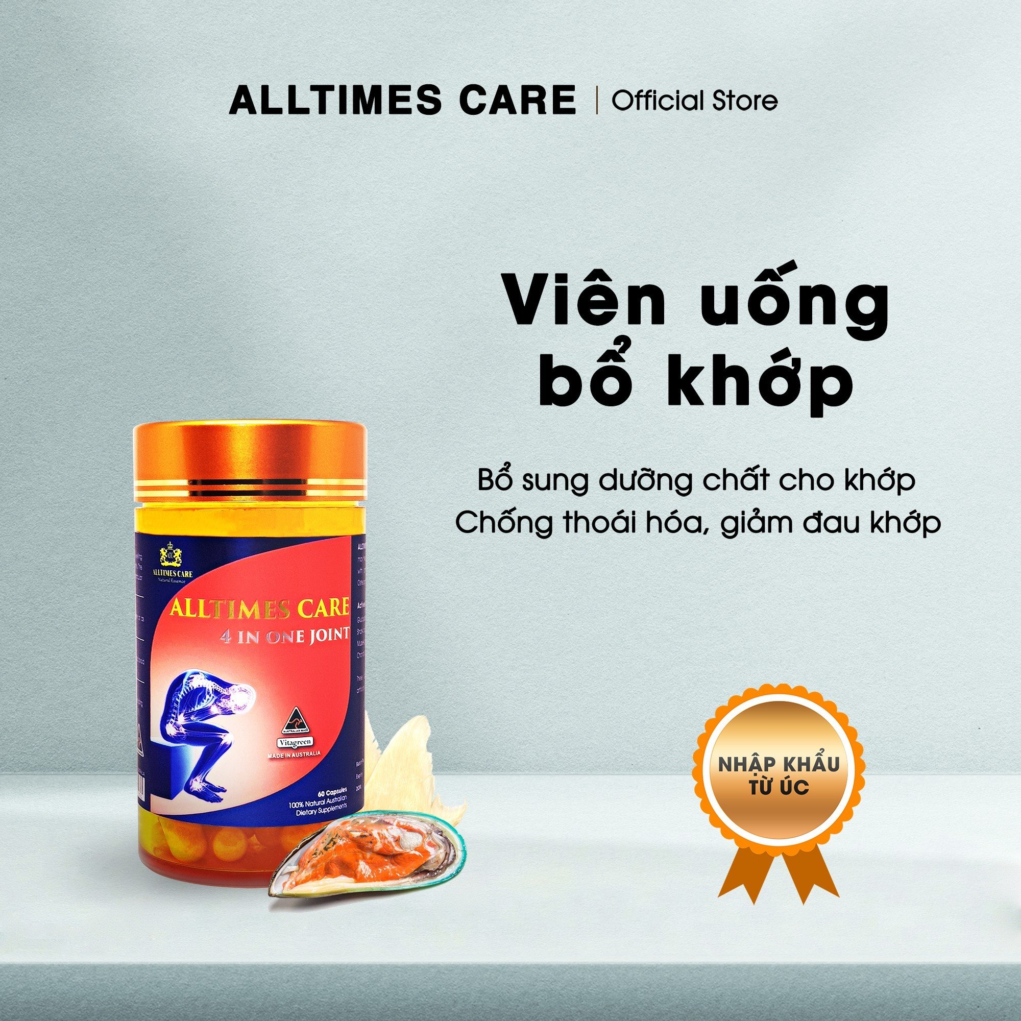 Thực phẩm bảo vệ sức khỏe hỗ trợ giảm đau khớp ALLTIMES CARE 4 IN ONE JOINT - Hộp 60 viên