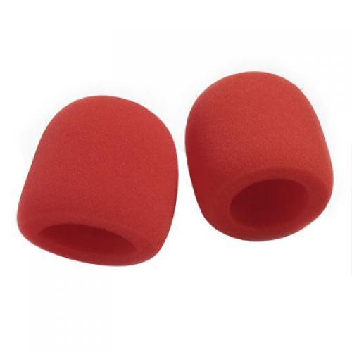 2pcs Handheld Microphone Windscreen Thick Foam Mic Cover Karaoke DJ, Red
