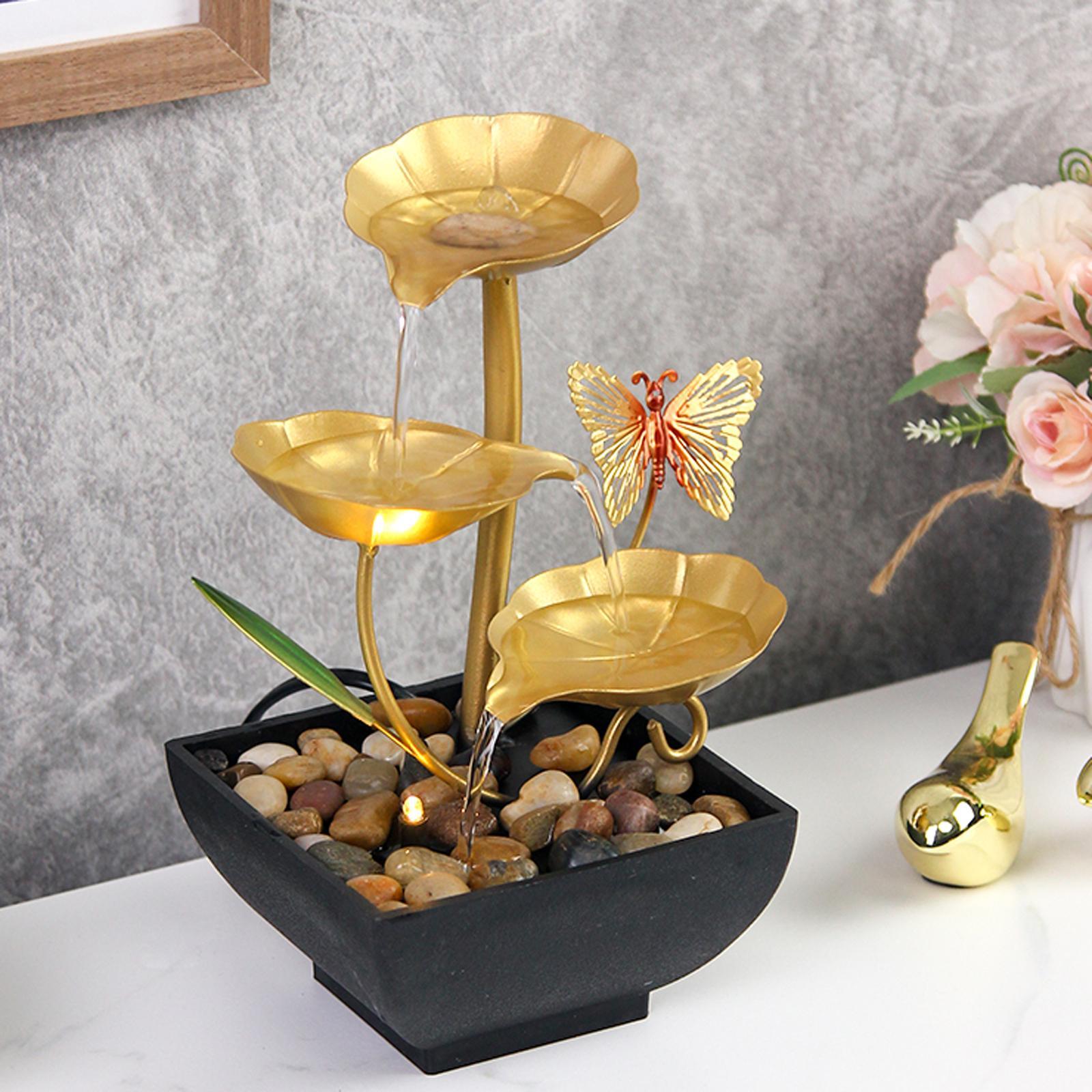 Water Fountains with Rocks Living Room Lotus Shape Desktop Decorative Crafts