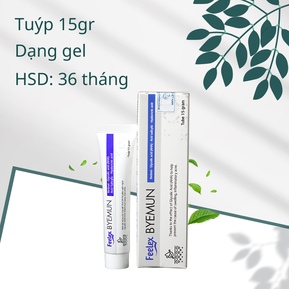 Kem gel bôi mụn Feelex ByeMun thành phần tự nhiên, an toàn, hiệu quả nhanh - Tuýp 15gram