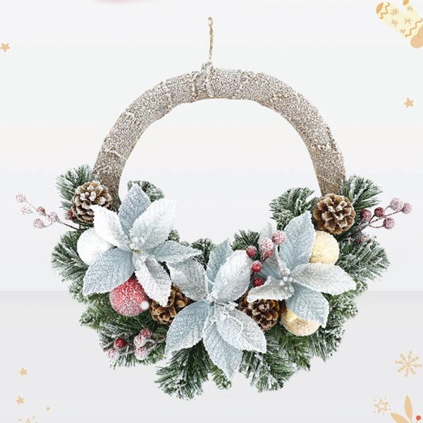 Vòng Hoa W4 Phủ Tuyết - Trang Trí Noel 35 cm - Chaang Chiia LP-W4-HS