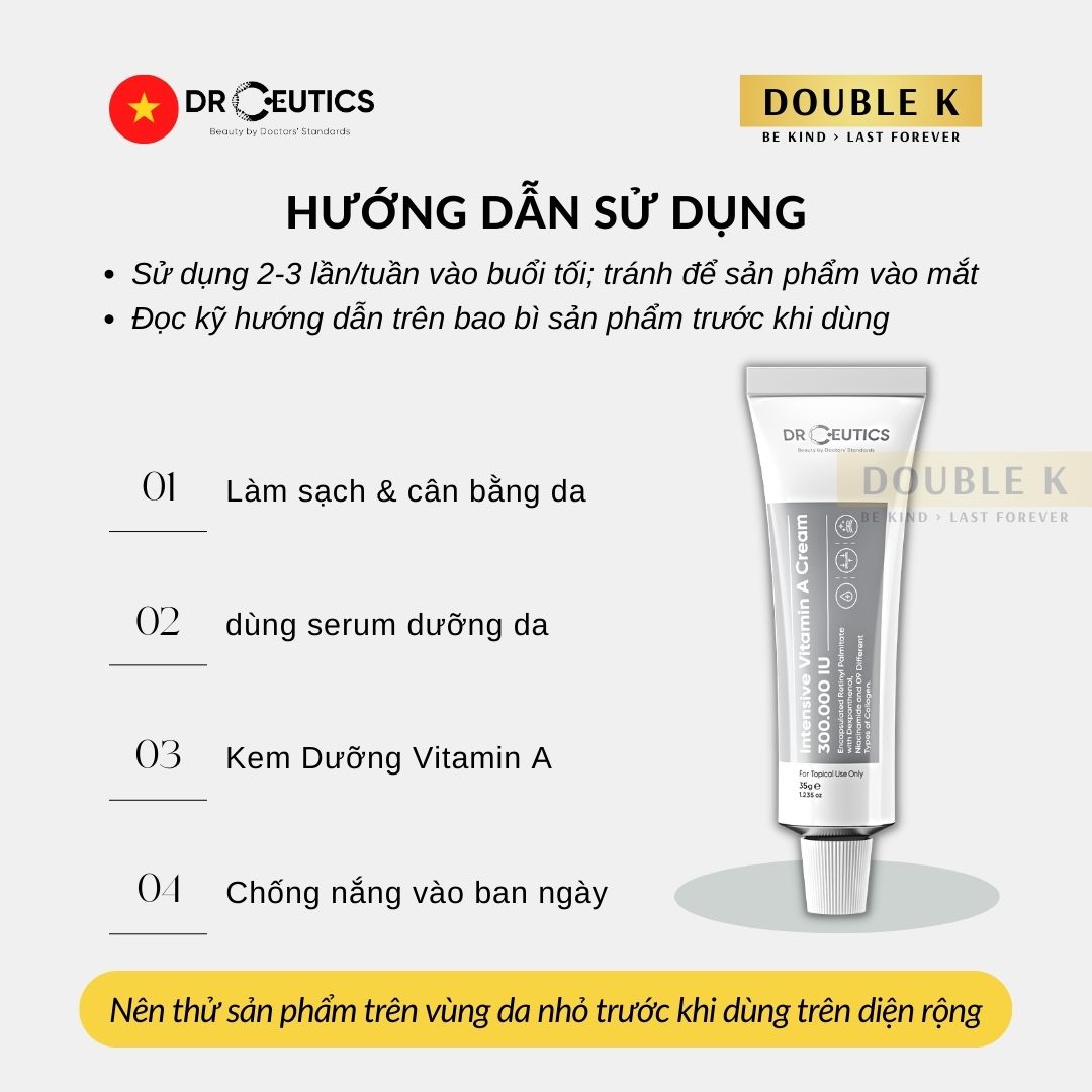 Kem Dưỡng Trẻ Hóa Da DrCeutics Intensive Vitamin A Cream 300.000 IU - Double K