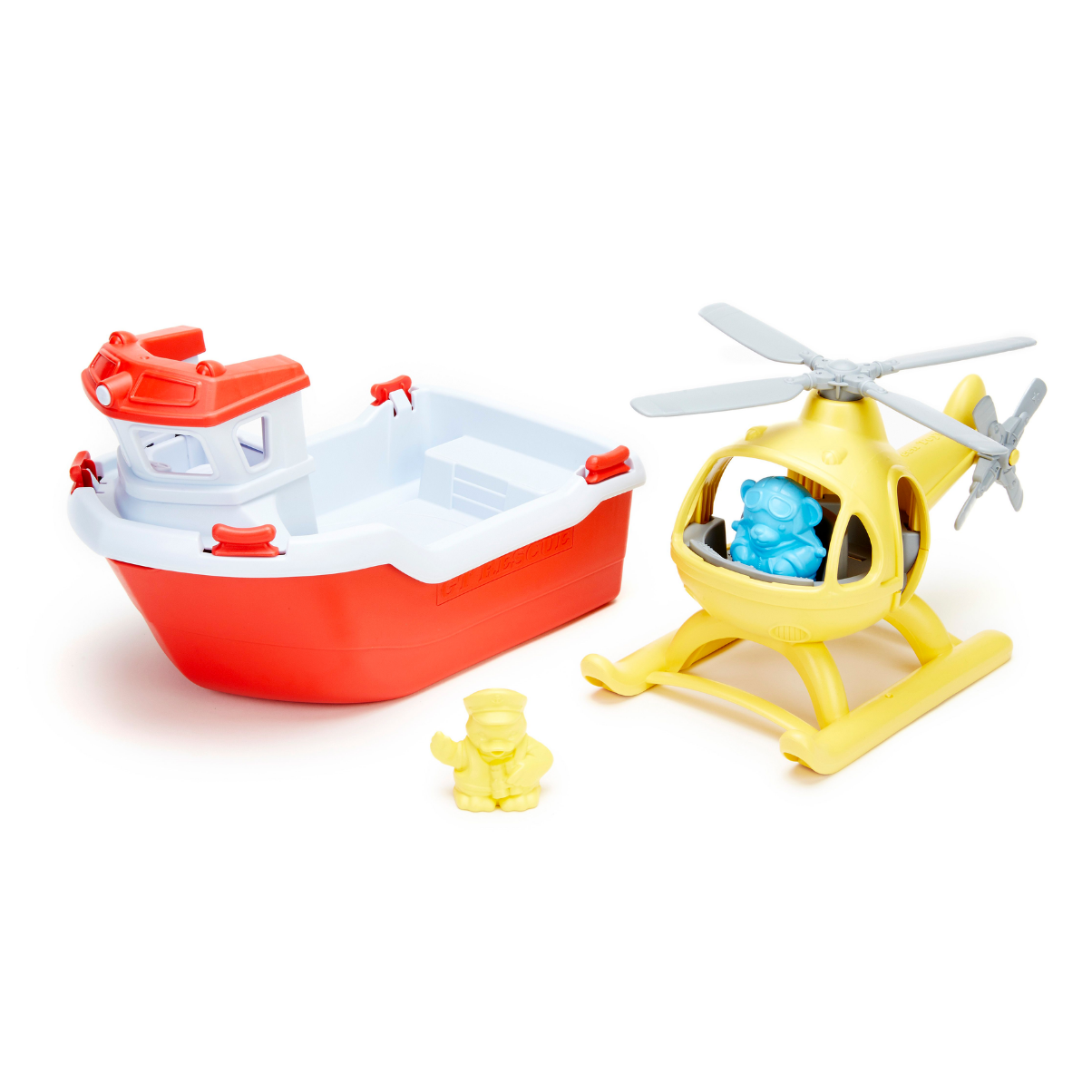 Bộ Đồ Chơi Tàu Cứu Hộ Và Trực Thăng Green Toys Cho Bé Từ 2-6 Tuổi