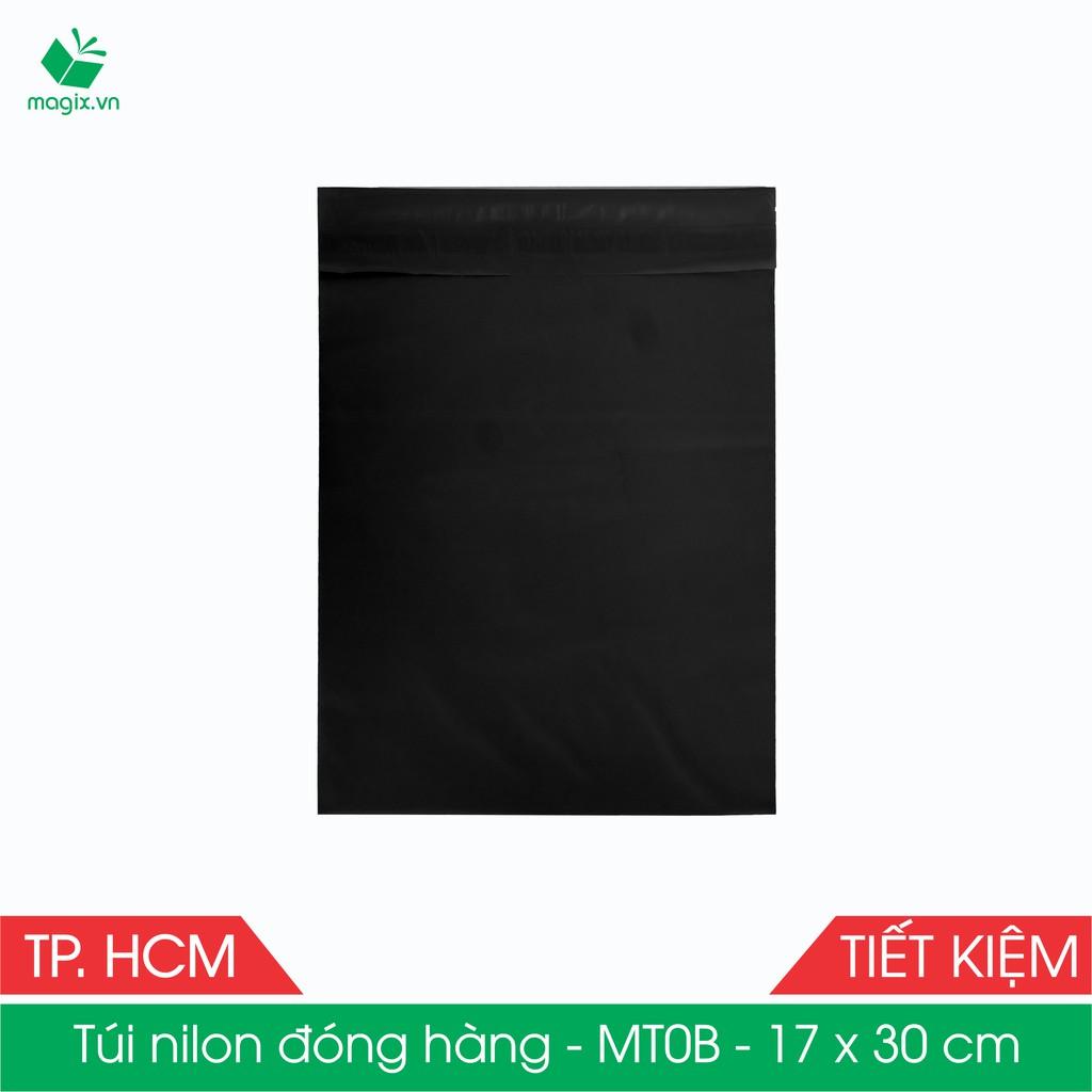 MT0B - 17x30 cm - Túi nilon TIẾT KIỆM gói hàng - 300 túi niêm phong đóng hàng màu ĐEN