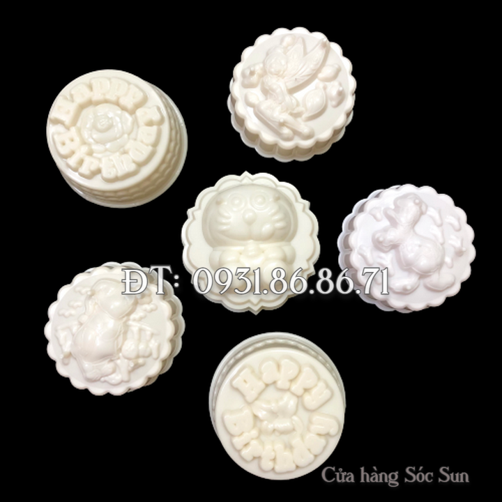 Bộ khuôn rau câu trung thu loại 10 cm màu trắng – Mã số 1184