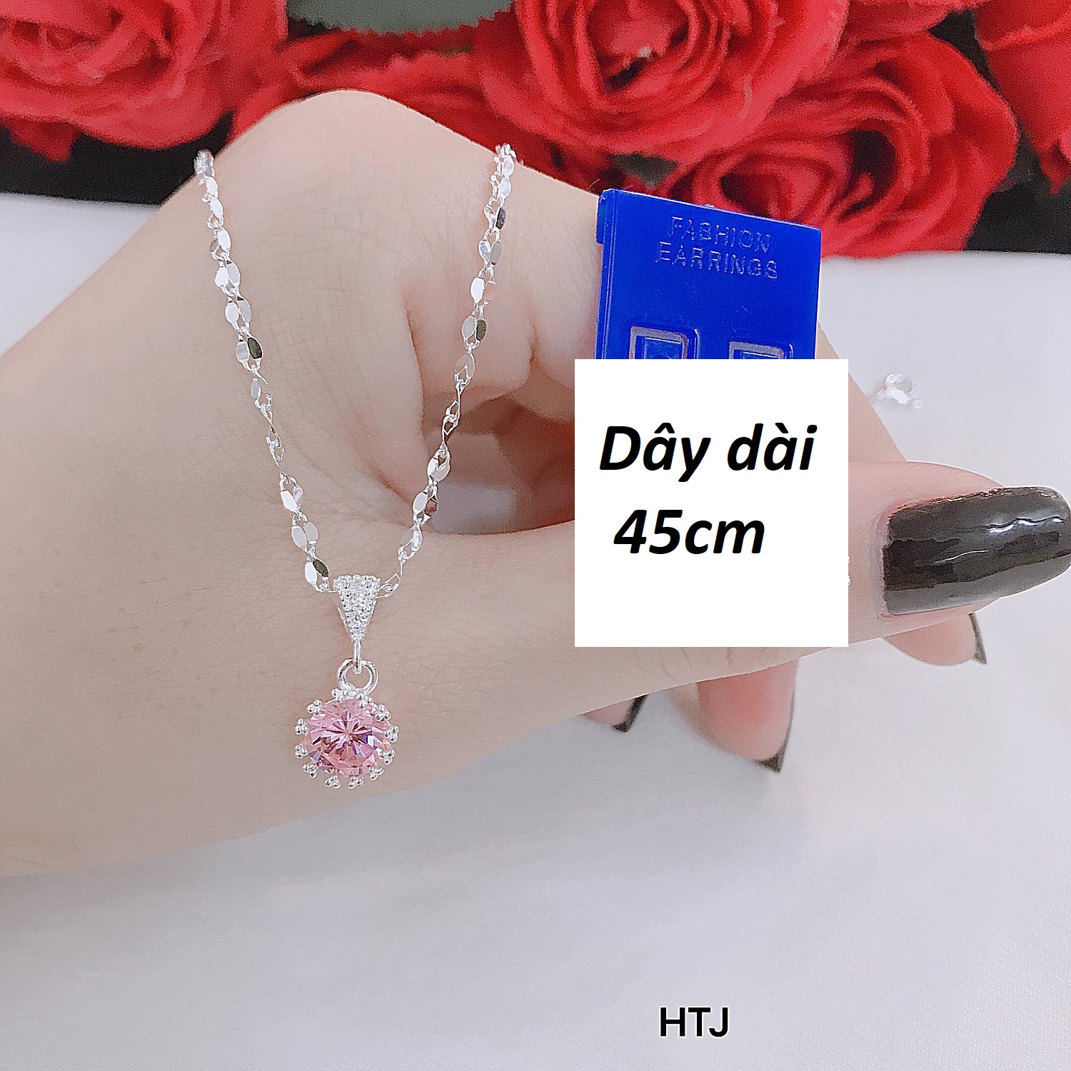 Dây chuyền bạc mặt đá tròn chất liệu bạc s925 MS162