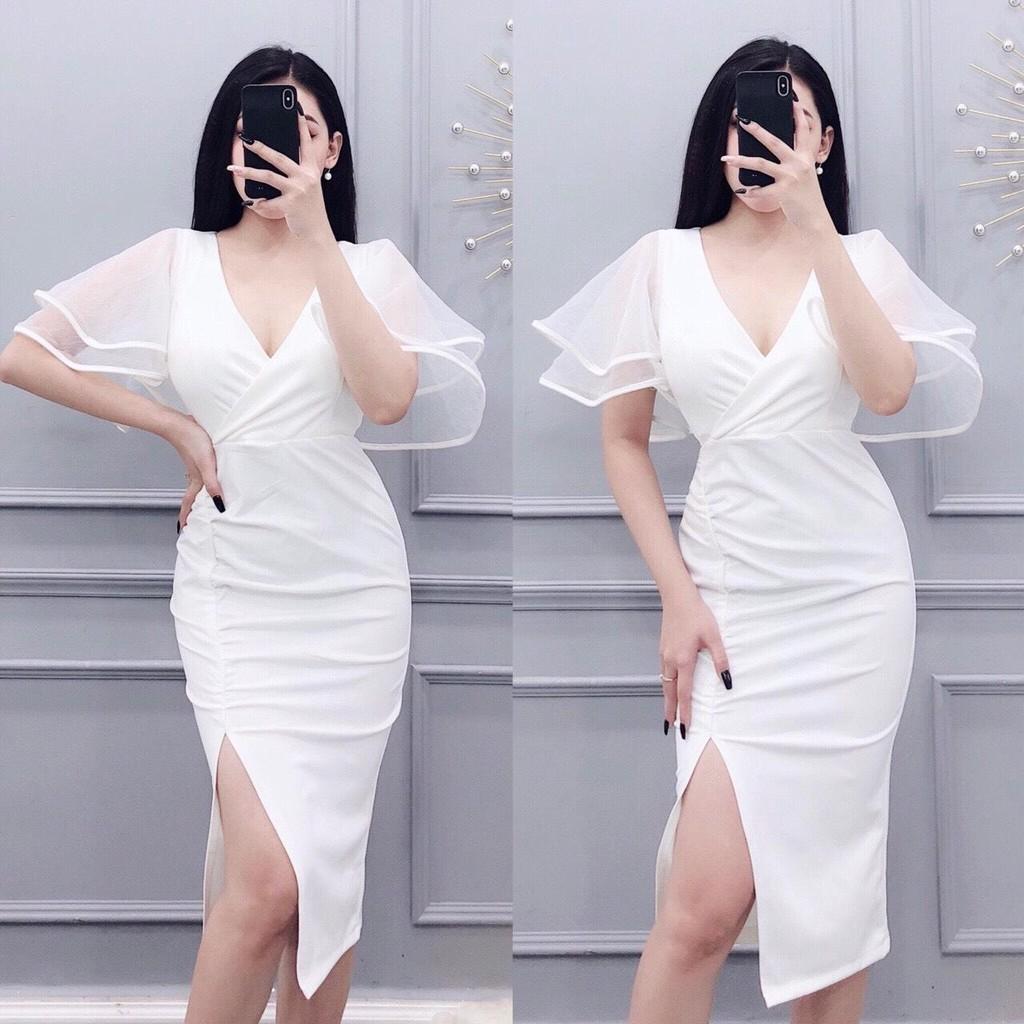 Đầm dự tiệc tay phối ren quyến rũ