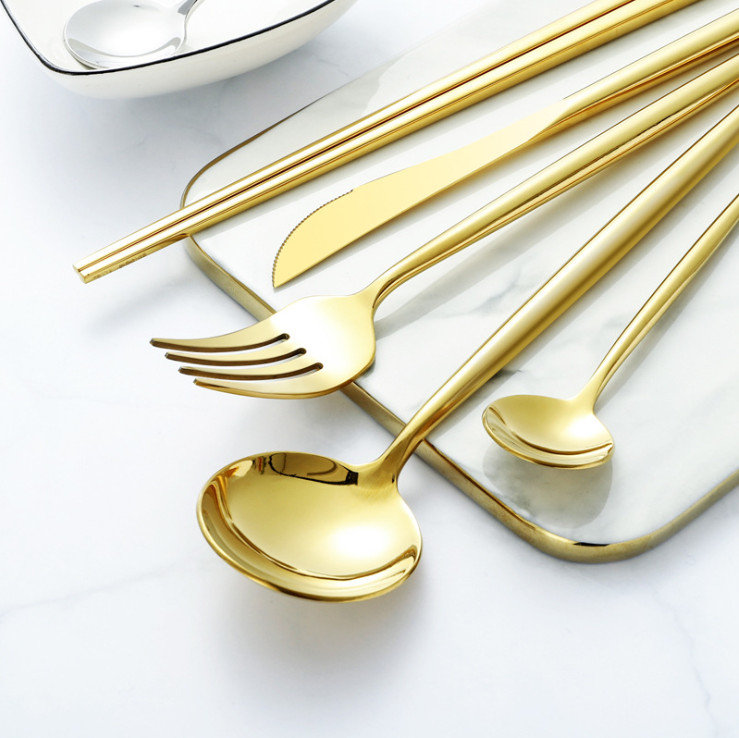 SET CUTLERY MINIMALIST GOLD 5PCS