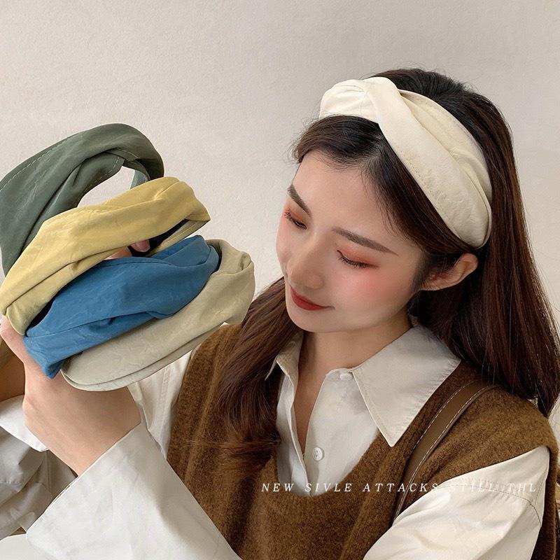 Băng đô bờm bản to màu trơn phong cách Hàn Quốc thời trang cho nữ