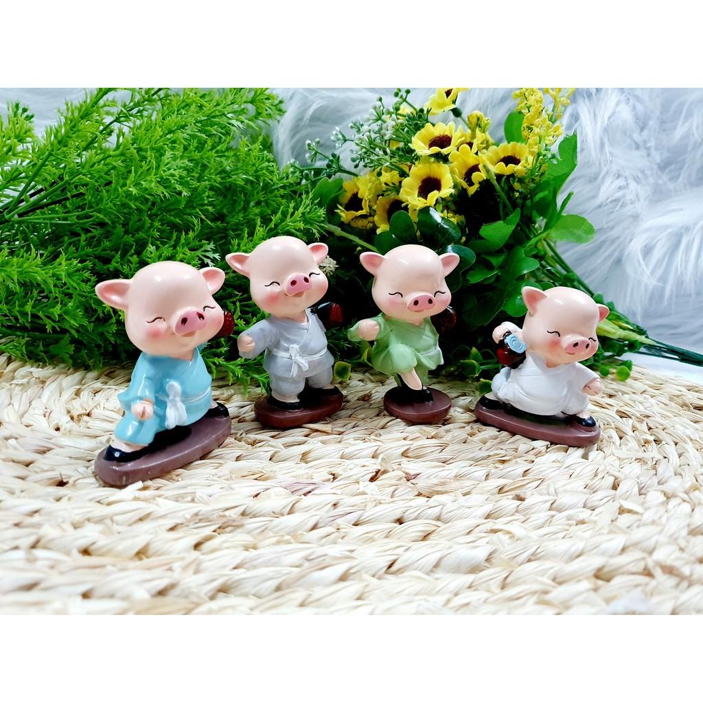 Bộ 4 tượng Heo múa túy quyền tuyệt đẹp