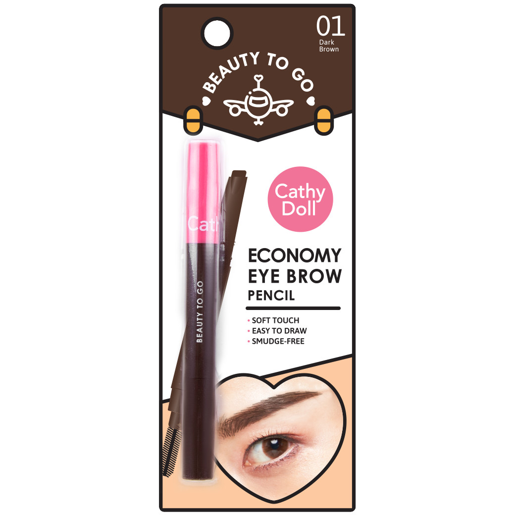 Chì kẻ mày mini Cathy Doll Beauty To Go Economy Eye Brow Pencil  #Dark Brown 0.16g